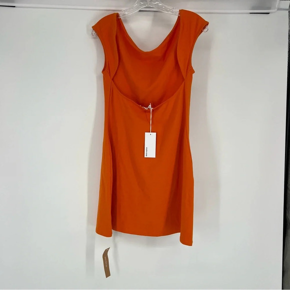 Reformation Soleil Knit Open Back Cap Sleeve Mini Dress in Orange Citrus L NWT - Picture 5 of 8